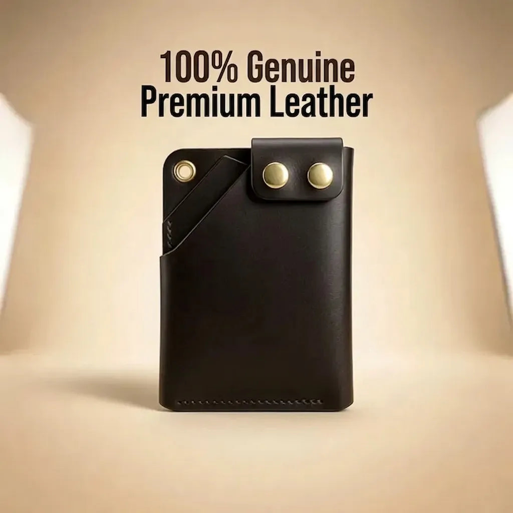 Minimalist Card Holder Wallet with Button Closure