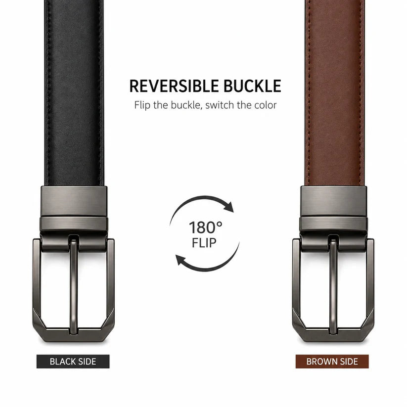 Premium 2-in-1 Reversible Genuine Leather Belt