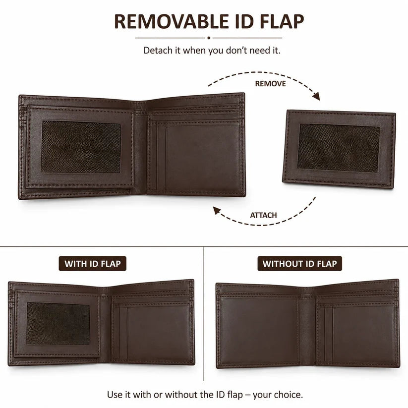 Premium Genuine Leather Wallet with Removable ID Flap